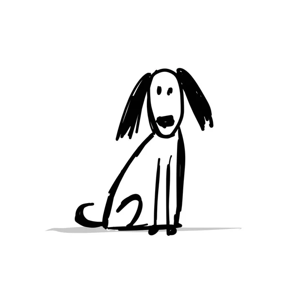 Rolig hund, skiss för din design — Stock vektor