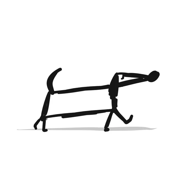 Cão dachshund bonito, esboço para o seu projeto — Vetor de Stock