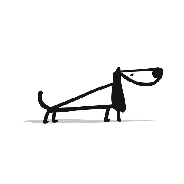 Lindo perro salchicha, boceto para su diseño — Archivo Imágenes Vectoriales