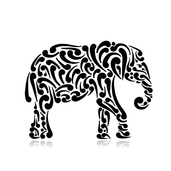 Elefánt díszítés, vázlat a design — Stock Vector