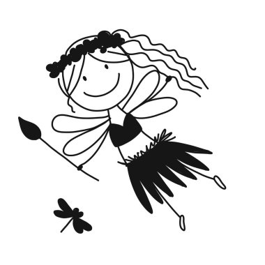 Sevimli küçük peri, tasarımınız için kroki