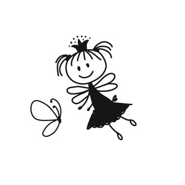 Sevimli küçük peri, tasarımınız için kroki