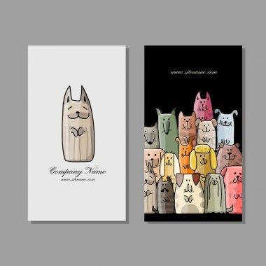 Kartvizit tasarım, komik köpek aile