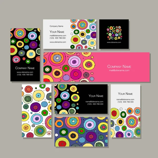Conjunto de tarjetas de visita, diseño de círculos abstractos — Vector de stock