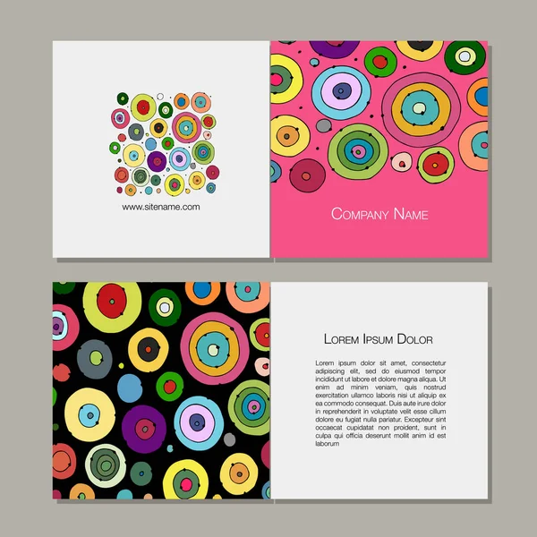 Juego de tarjetas de felicitación, diseño de círculos abstractos — Vector de stock