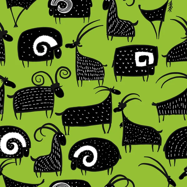 Goats and rams, seamless pattern for your design — Stock Vector