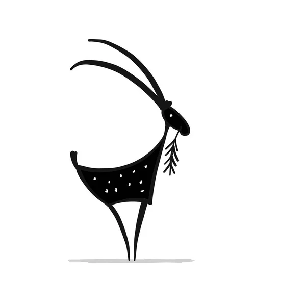 Komik keçi, tasarımınız için basit kroki — Stok Vektör