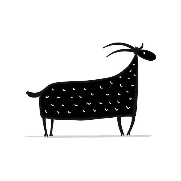 Lustige Ziege, einfache Skizze für Ihr Design — Stockvektor