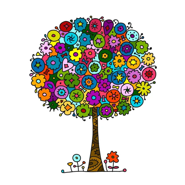 Floraler Baum für Ihr Design — Stockvektor