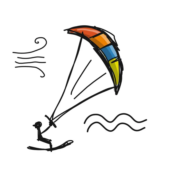 Kiteboarding, esboço para o seu projeto — Vetor de Stock