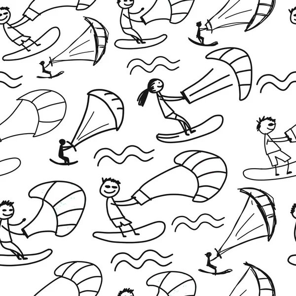 Kiteboarding, motif sans couture pour votre design — Image vectorielle