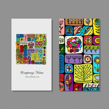 Kartvizit tasarım, etnik çiçek süsleme