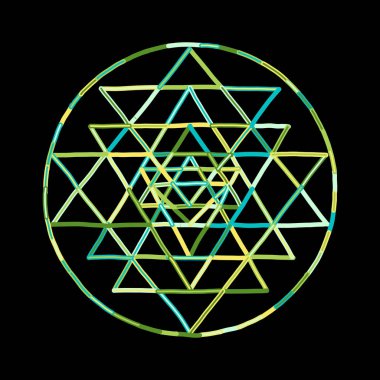 Kutsal geometri ve simya Sri Yantra sembolü. Tasarımınız için elle çizilmiş kroki