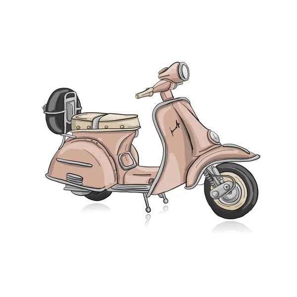 Vintage scooter, tasarımınız için kroki — Stok Vektör
