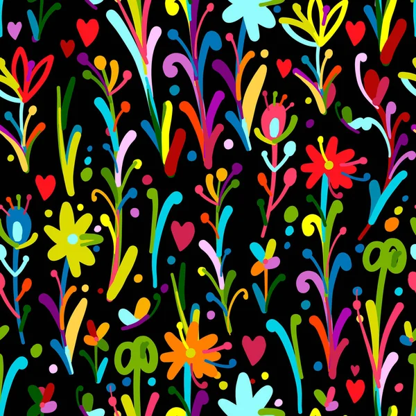 Motif floral sans couture, croquis pour votre conception — Image vectorielle