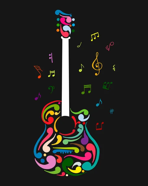 Guitarra de arte, boceto para su diseño — Vector de stock