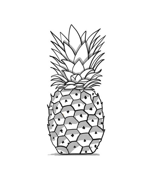 Pineapple, sketch for your design — Stock Vector