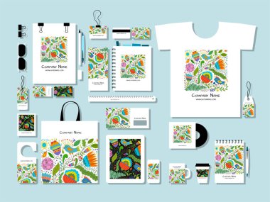 Kurumsal düz mock-up şablon, çiçek tasarım