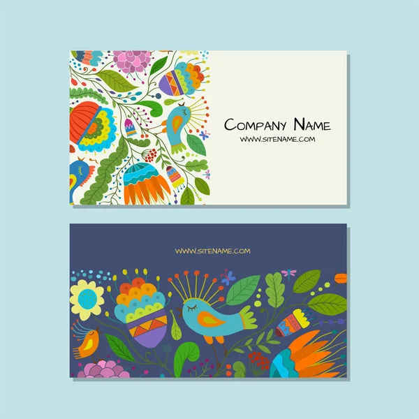 Diseño de tarjetas de visita, fondo floral — Vector de stock