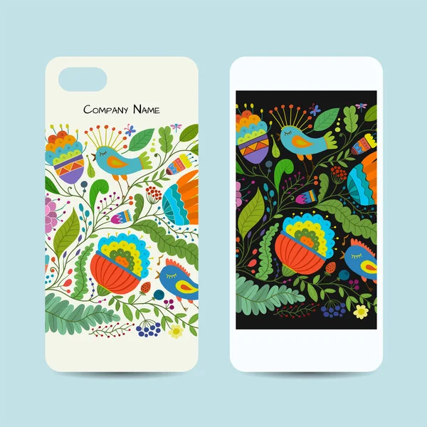 Mobiele telefoon ontwerp, florale achtergrond — Stockvector