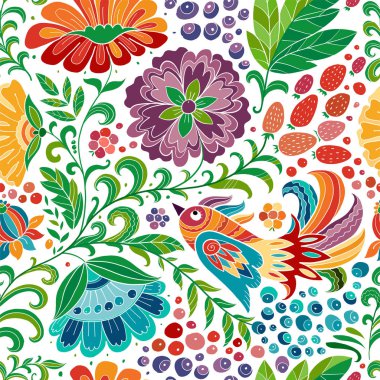 Kuşlu sihirli orman, dizaynınız için kusursuz desen.