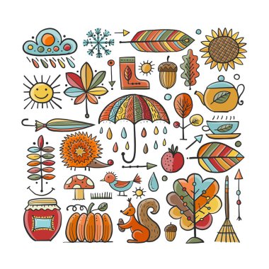 Sonbahar seti, tasarımınız için tasarım ögeleri
