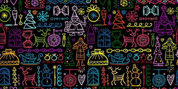 Fond sans couture de Noël, croquis pour votre conception — Image vectorielle