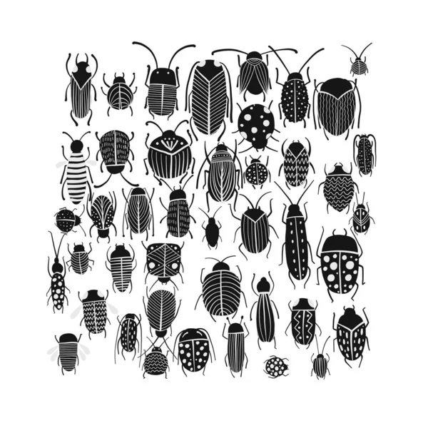 Funny Beetles Kollektion, Silhouette für Ihr Design — Stockvektor