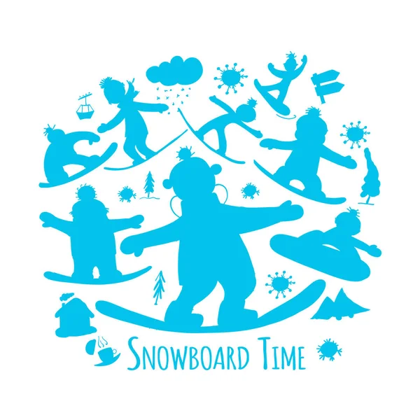 Snowboard idő, vázlat a designra — Stock Vector