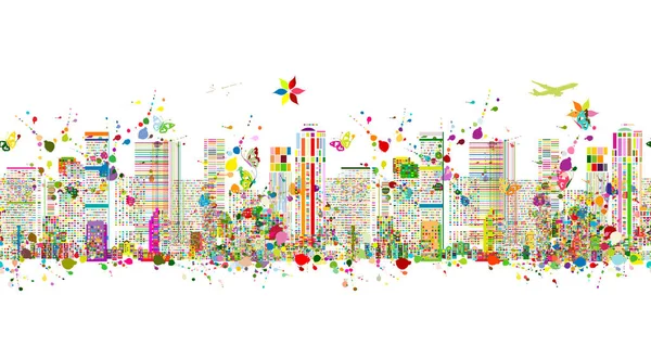 Красочный мегаполис, бесшовный узор для Вашего дизайна — стоковый вектор