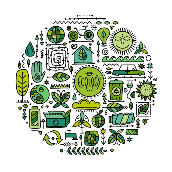 Ecologische pictogrammen ingesteld. Wereldwijd milieu en recycling — Stockvector