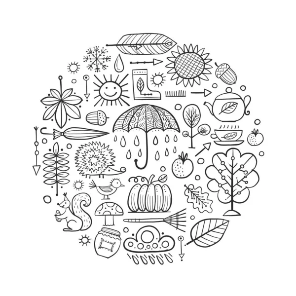Marco de otoño, elementos de diseño para su diseño — Archivo Imágenes Vectoriales