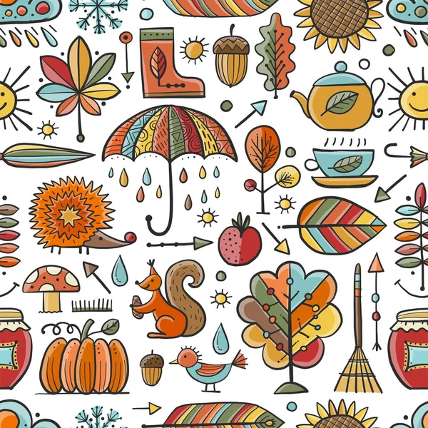 Collection d'automne, motif sans couture pour votre design — Image vectorielle