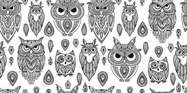 Sevimli baykuşlar ailesi, dizaynınız için kusursuz desen