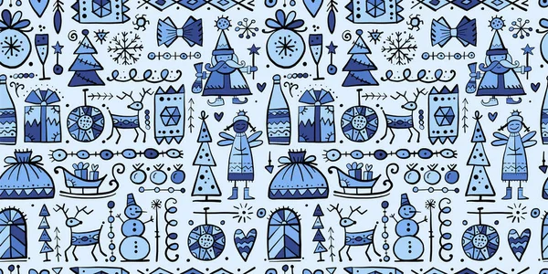 Fondo sin costuras de Navidad, boceto para su diseño — Archivo Imágenes Vectoriales