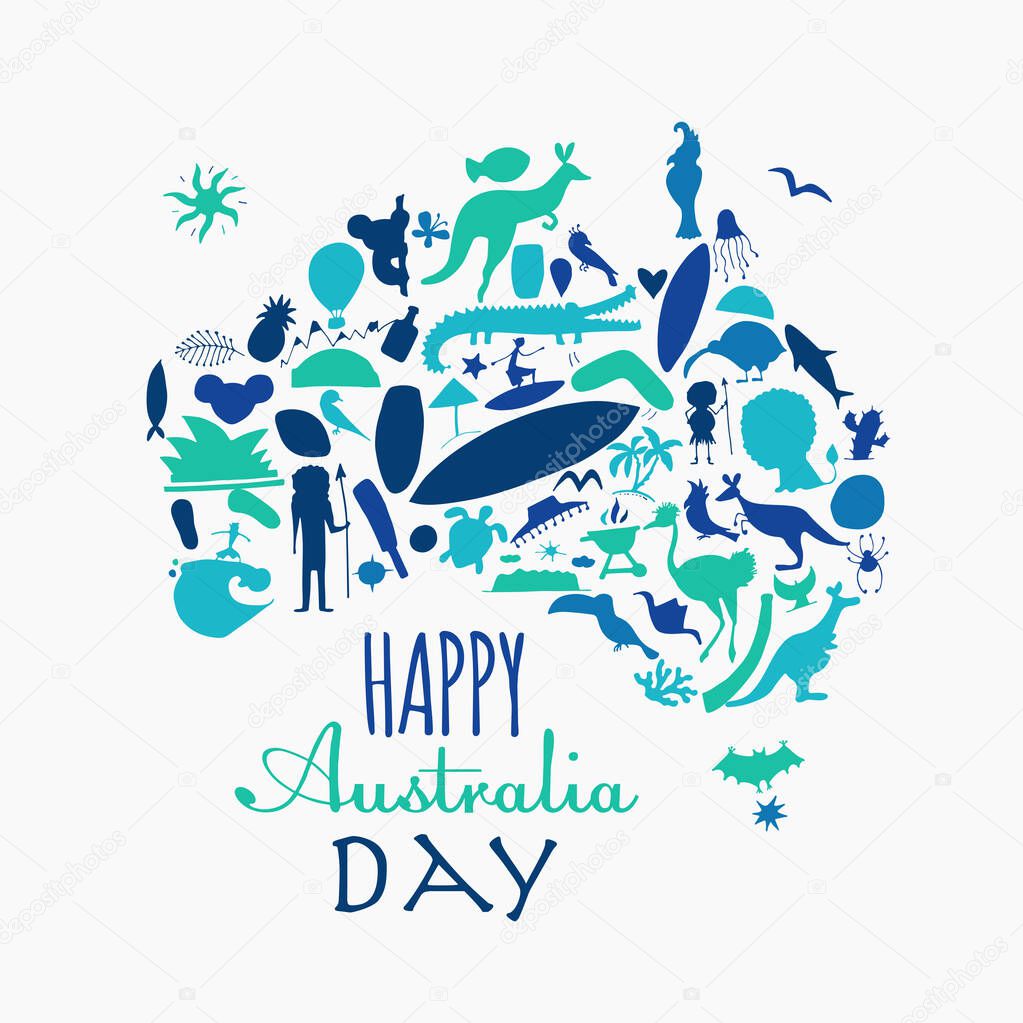 Happy Australian Day. Greeting card design