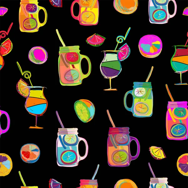 Pop art citrus party, seamless background design. — Stock Vector