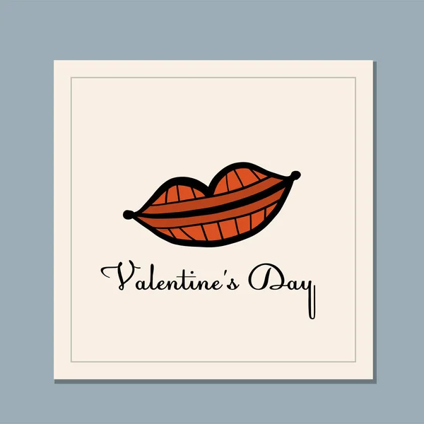 Sevgililer Günü tebrik kartı tasarımında öpücükle. Aşk ve Düğün Sanatı — Stok Vektör