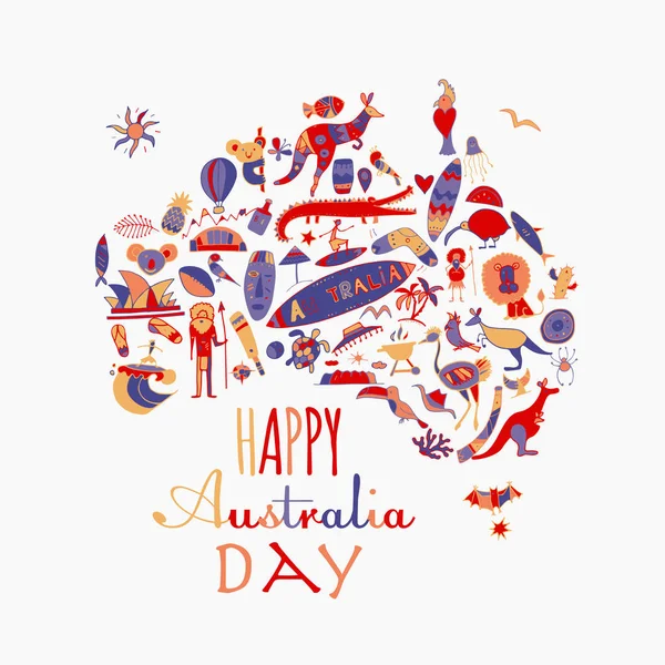 Feliz Día Australiano. Diseño de tarjeta de felicitación — Vector de stock