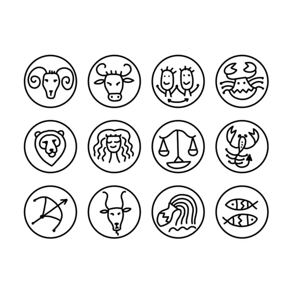 Conjunto zodiacal con signos astrológicos para su diseño — Vector de stock