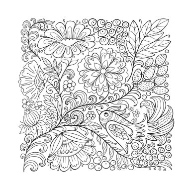 Kuşlu büyülü orman, tasarımın için arka plan.