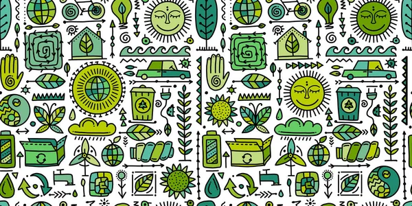Ecology seamless pattern. Global environment and recycling — Stock Vector