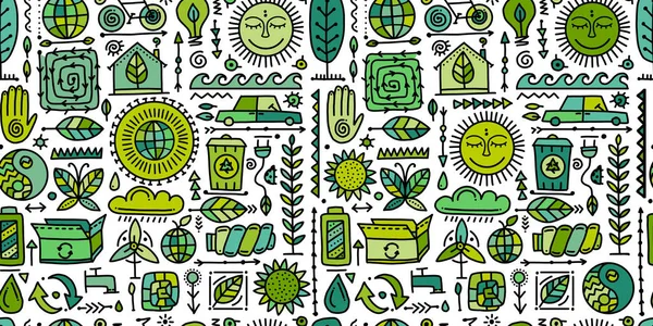 Ecology seamless pattern. Global environment and recycling — 스톡 벡터