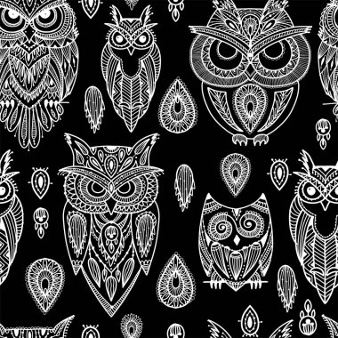 Sevimli baykuşlar ailesi, dizaynınız için kusursuz desen