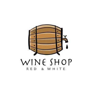 Şarap dükkanı logosu tasarımı, fıçı çizimi.