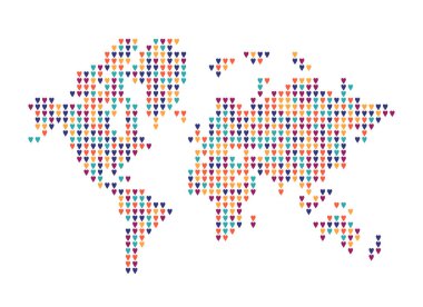 Aşk dünyası, harita şekli, kalpten yapılmış