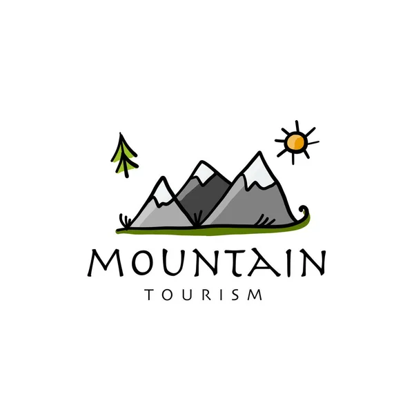 Turismo de montaña, logo de diseño — Archivo Imágenes Vectoriales