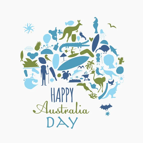 Feliz Día Australiano. Diseño de tarjeta de felicitación — Archivo Imágenes Vectoriales