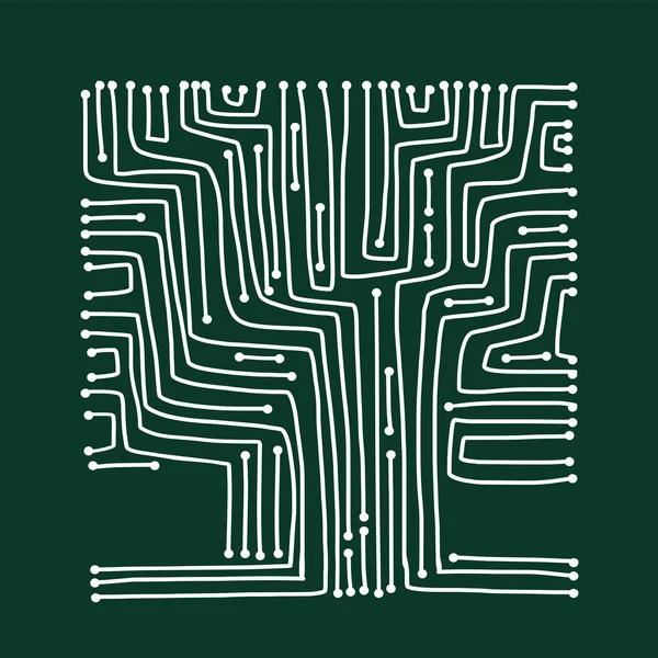 Computer circuit board tree shape design — 스톡 벡터