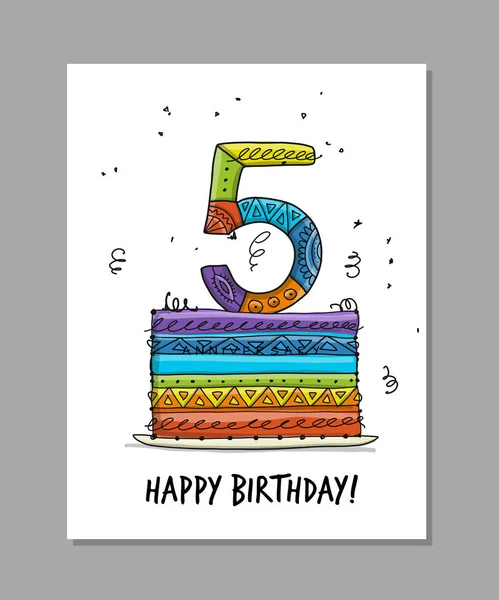 5th anniversary celebration. Greeting card template — Stock Vector